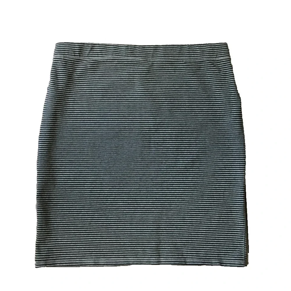 Old Navy Pull On Pencil Mini Skirt Women L 12 14 Stripe Black Gray Jersey Knit